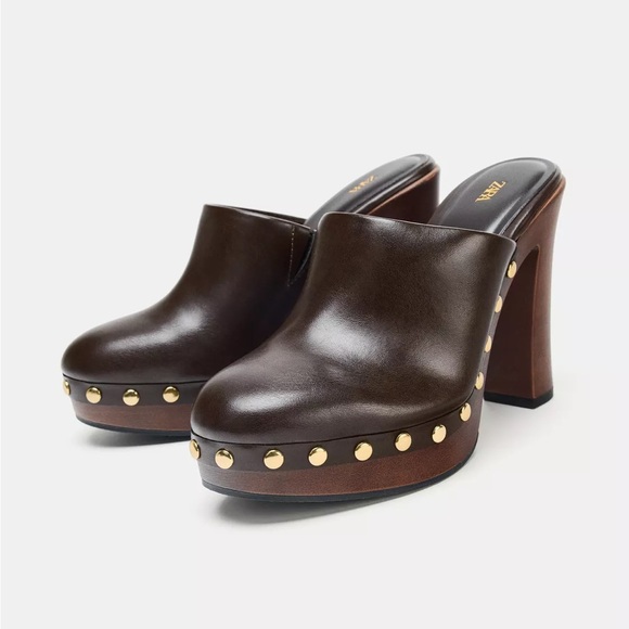 ✨ NEW ZARA high heeled clog with studs - Picture 2 of 9